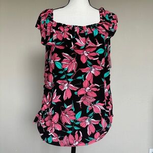 Croft & Barrow Tankini Top Off The Shoulder Floral Women's Plus Size 1X NWT